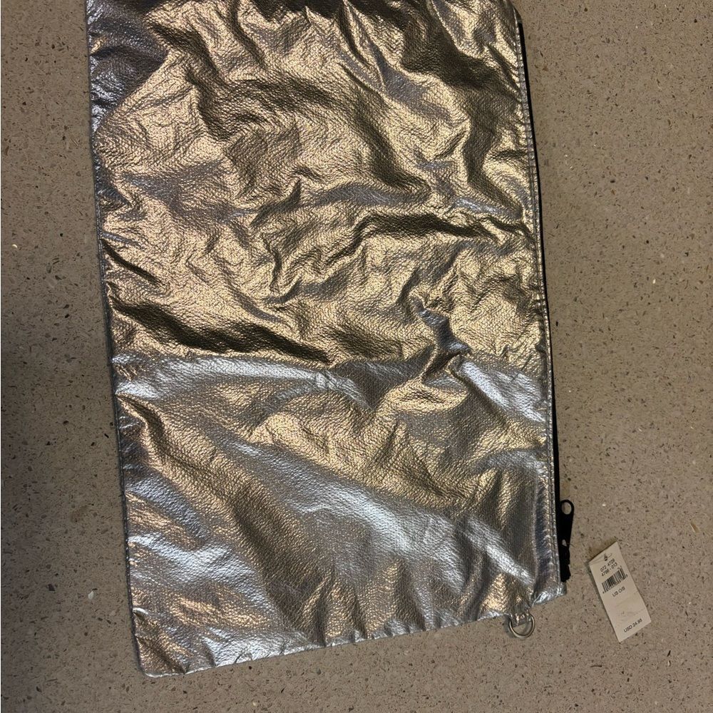 Silver Metallic Zip Pouch by Aerie